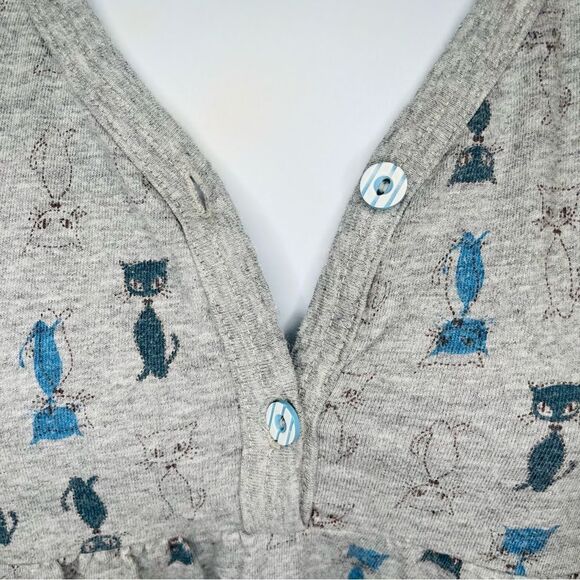 Carina Gray Blue Cat Casual Cat Print Dress Daytime Comfy S - Picture 7 of 13